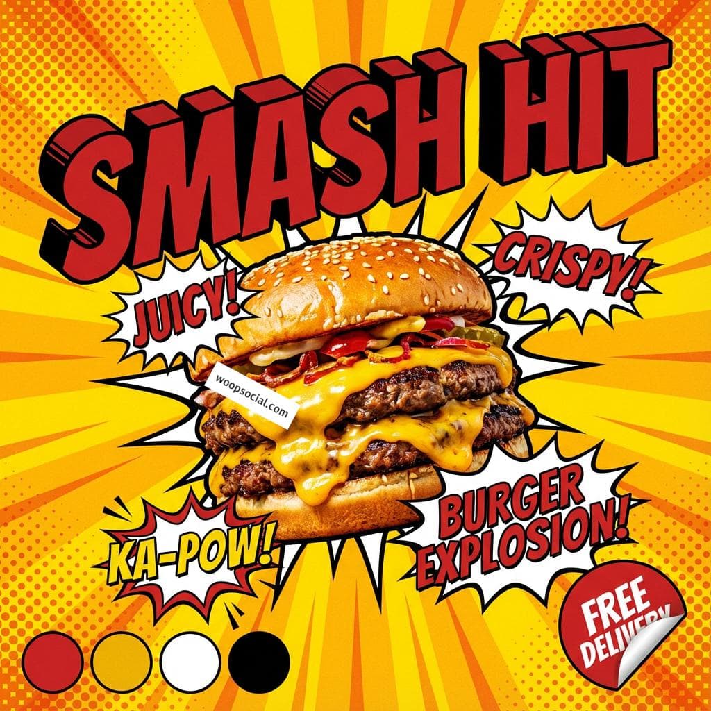 Explosive Smash Burger Pop Art