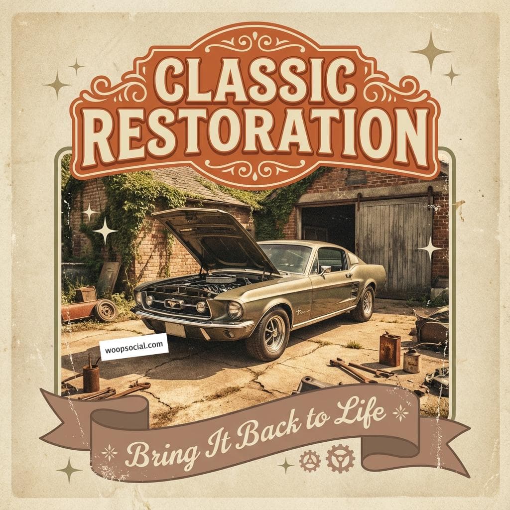 Retro Classic Car Restoration Poster