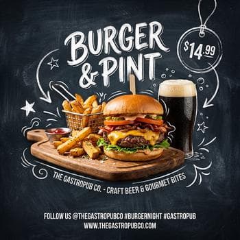 Chalkboard Gastropub Burger Promo