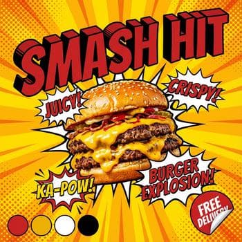 Explosive Smash Burger Pop Art