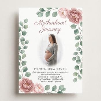 Watercolor Botanical Prenatal Yoga