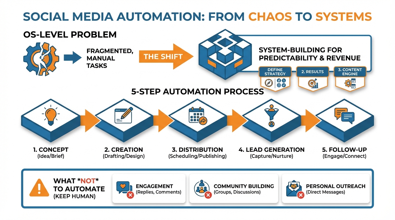 Social media automation infographic summary.