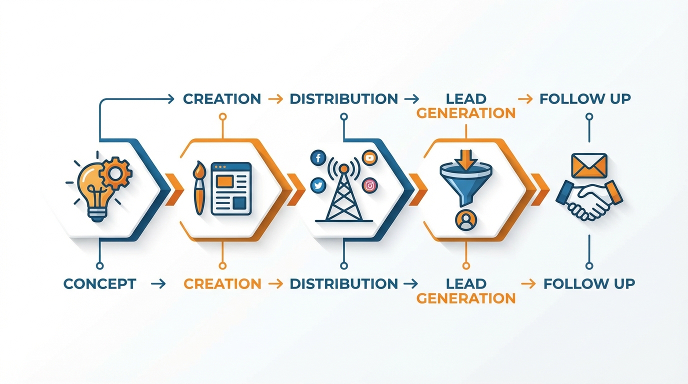 Social media automation process flow.