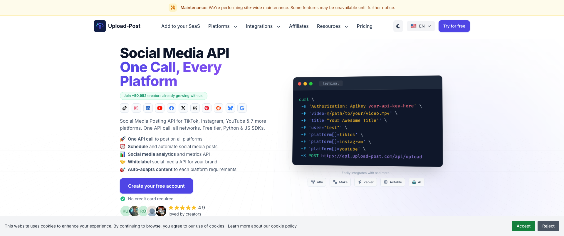 Upload-Post unified social media API