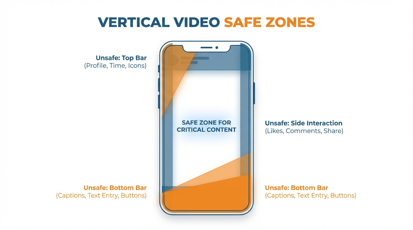 Vertical video safe zones diagram